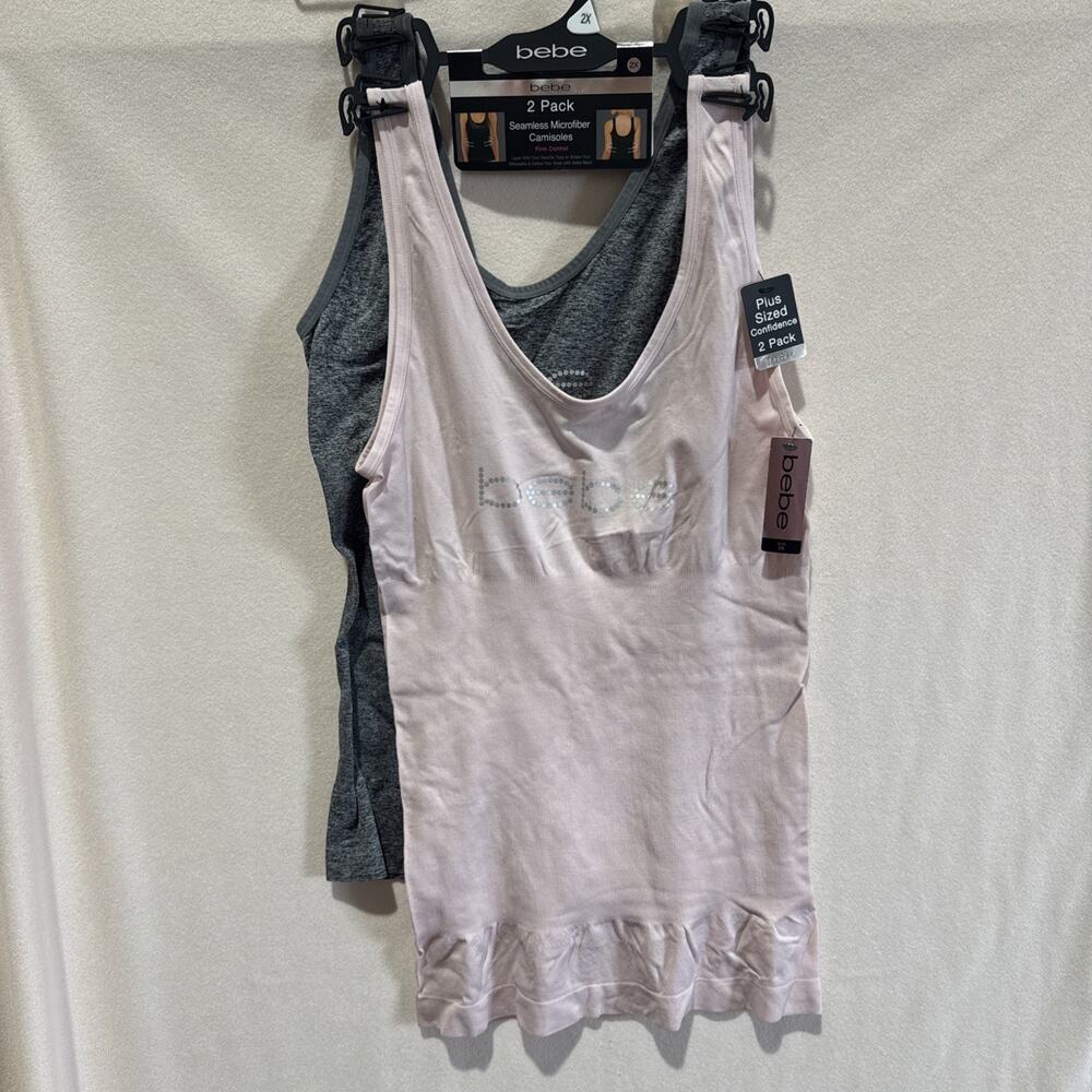 Bebe 2 Pack Seamless Camisole 2X Plus Microfiber Shapewear NWT